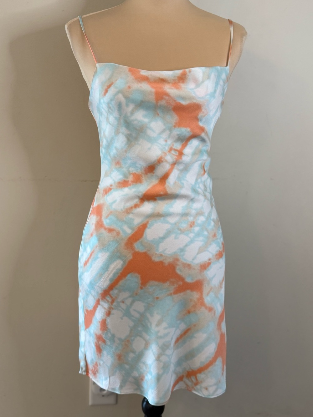 Cotton Candy LA tie dye mini dress back cutout teal orange white SM - Picture 1 of 15